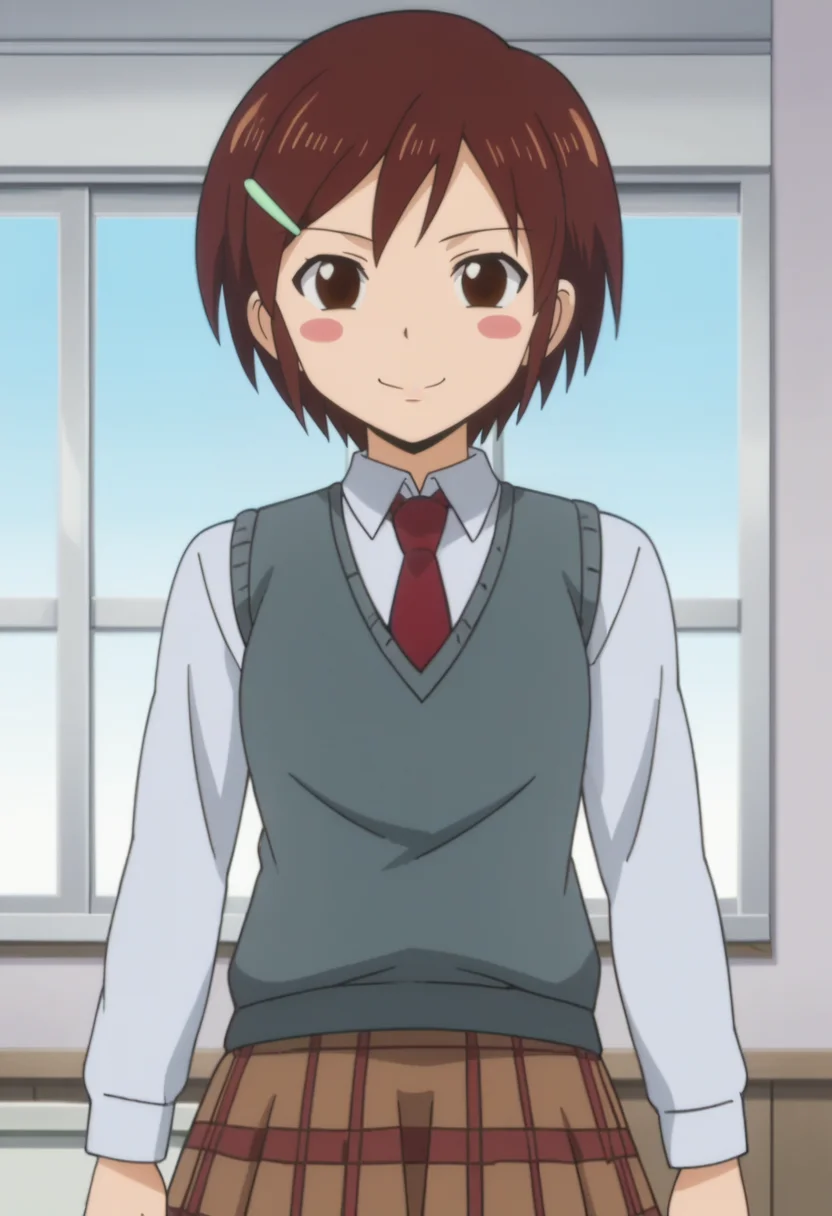 source_anime,anime screencap, anime coloring,intricate details,rating_explicit, masterpiece, best quality,
(best quality, absurd res, ultra detailed),,(4 finger:0.5),1girl, ((solo)), good eyes,perfect eyes,,detailed eyes, zPDXLxxx , zPDXL3,detailed, detailed face
BREAK
solo,indoors,standing,front view, full body,
ringo, 1girl, brown eyes, brown hair, short hair, blush stickers, hairclip, school uniform,
white shirt, long sleeves, sweater vest, necktie, skirt,
smile,
, <lora:add-detail-xl:2> <lora:Ringo:0.8>