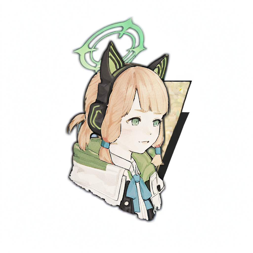 ffxiv battle talk portrait,simple background, white background, portrait,
midori \(blue archive\),halo, cat ear headphones,
 <lora:kohaku_delta_style_ffxiv_battle_lora:1>