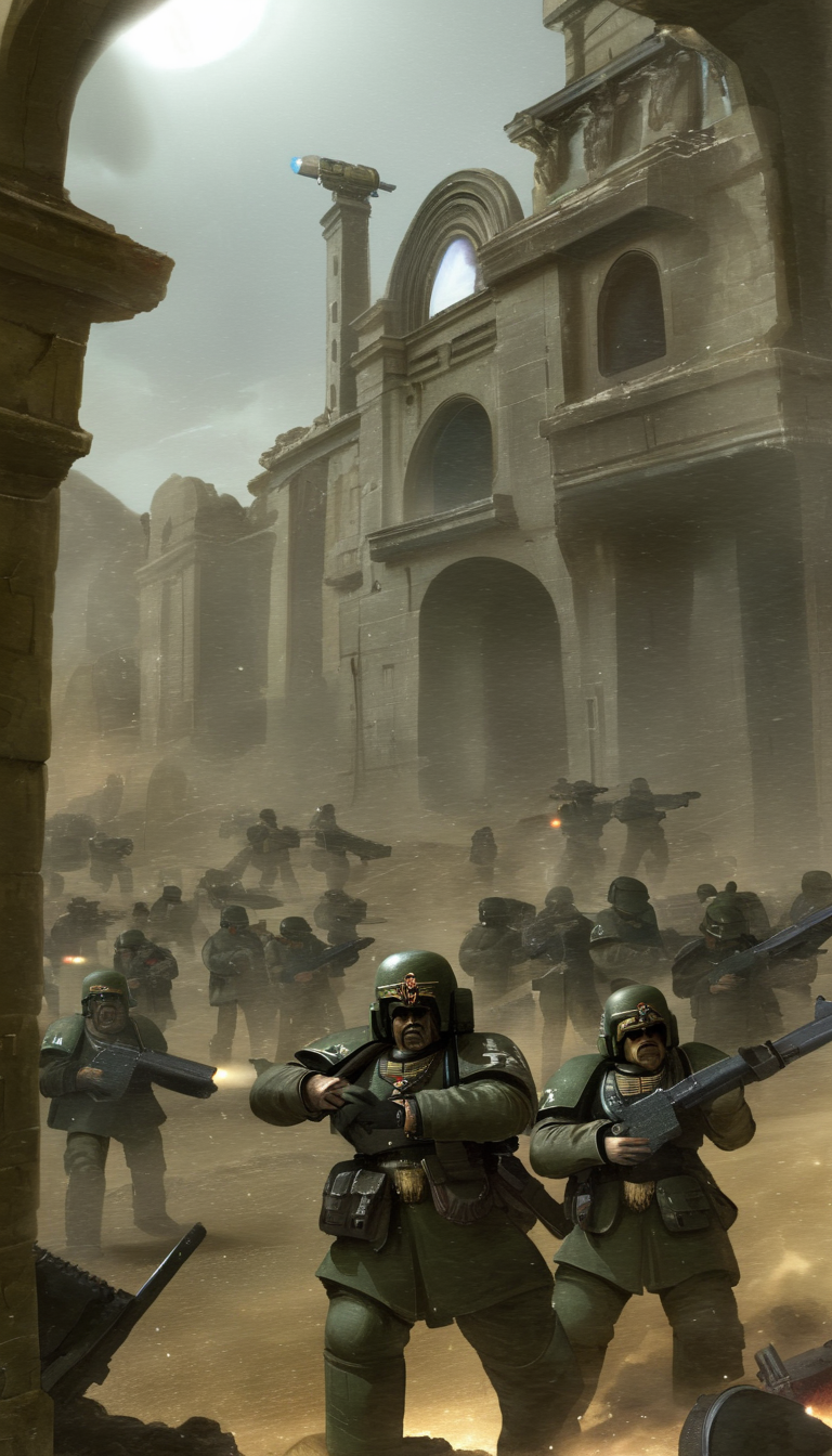 Astra militarum, scenery, detailed background, masterpiece, best quality, high quality, absurdres <lora:astra_militarum_xl_v1:1>