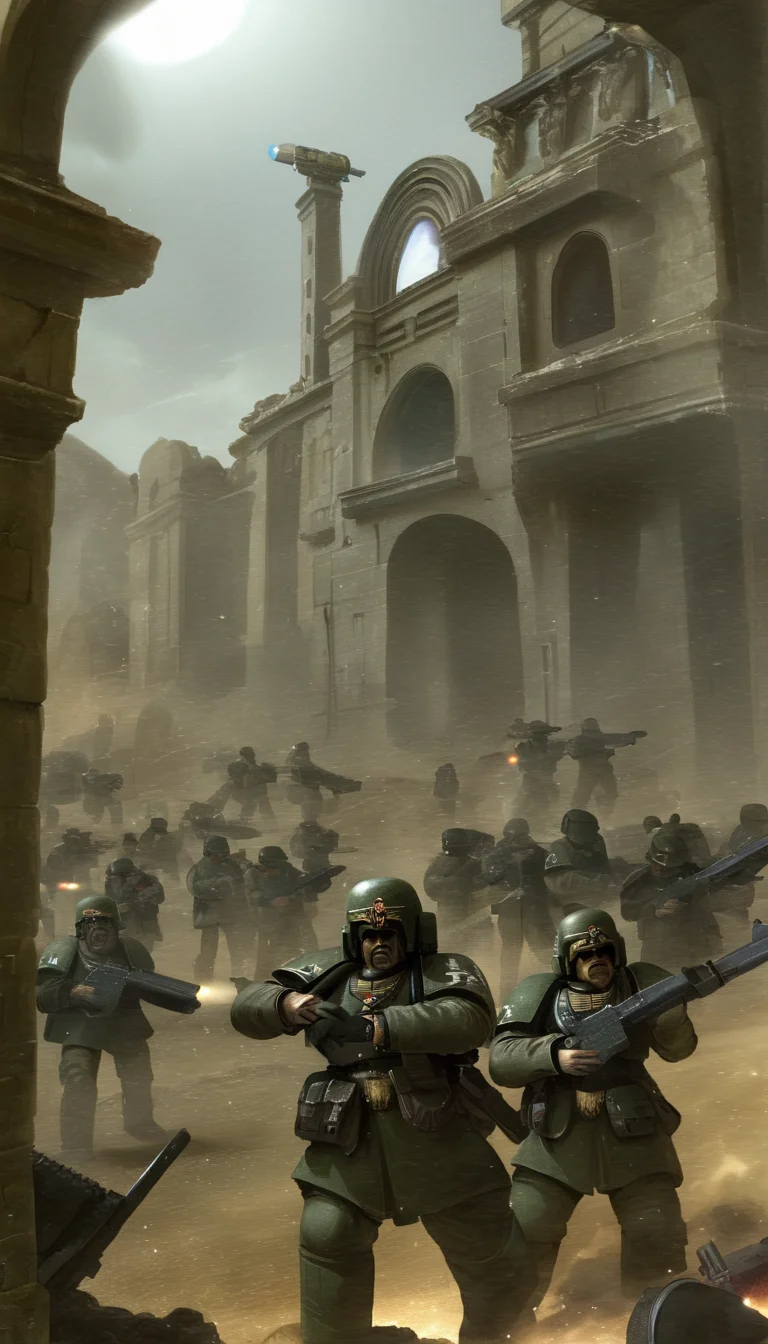Astra militarum, scenery, detailed background, masterpiece, best quality, high quality, absurdres <lora:astra_militarum_xl_v1:1>