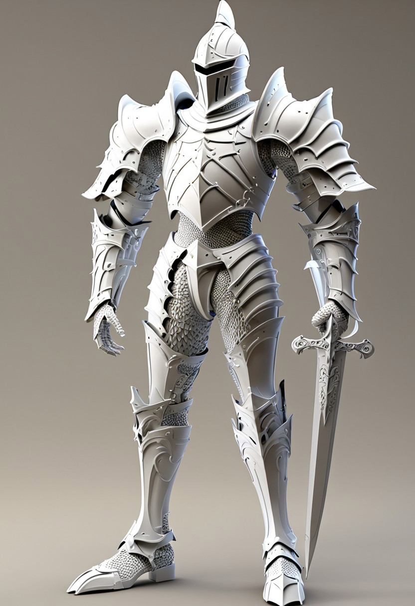 masterpiece, very aesthetic, absurdres, newest, WhiteMold, 3d printed armor, knight, whole body