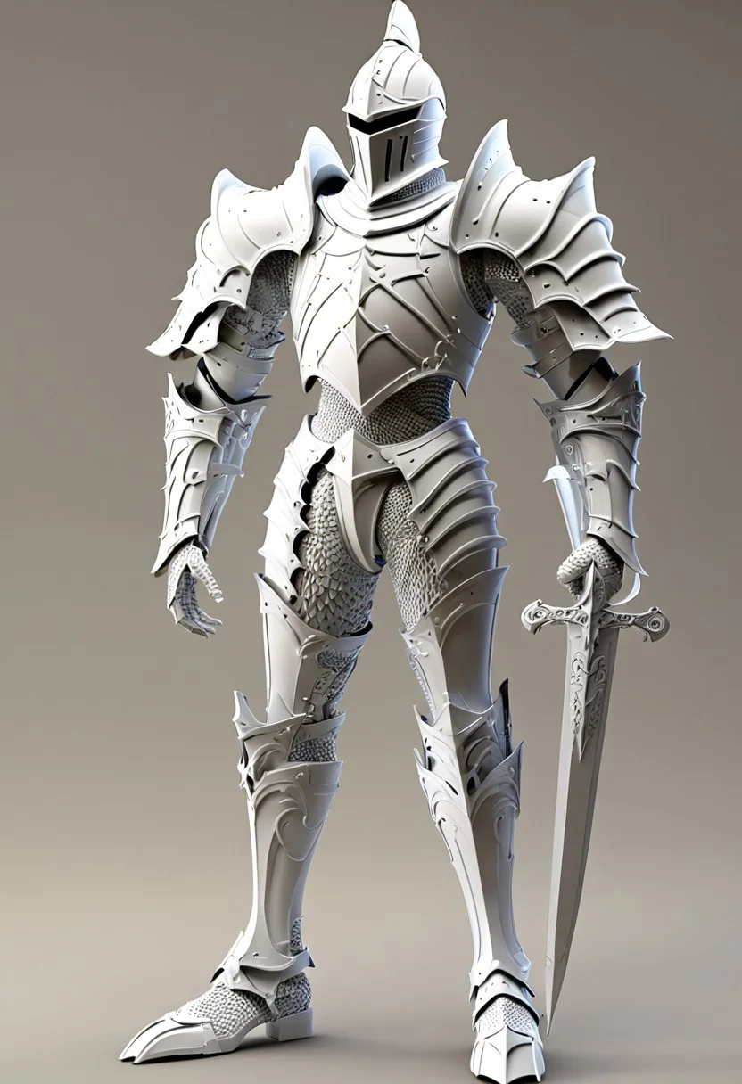 masterpiece, very aesthetic, absurdres, newest, WhiteMold, 3d printed armor, knight, whole body