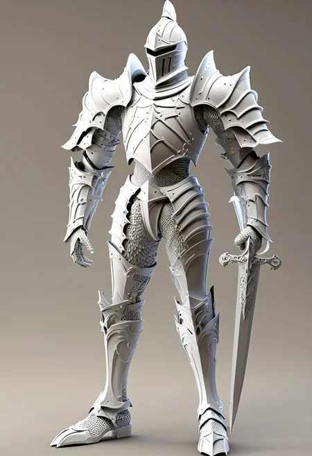 masterpiece, very aesthetic, absurdres, newest, WhiteMold, 3d printed armor, knight, whole body