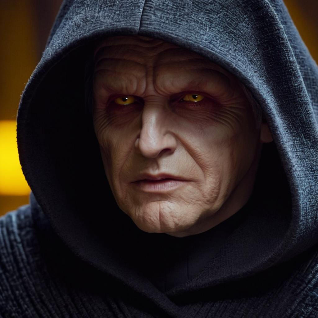 cinematic film still of  <lora:Darth Sidious:1>
Darth Sidious a close up of a man in a hoodie with a hood on and yellow golden eyes in star wars universe, shallow depth of field, vignette, highly detailed, high budget, bokeh, cinemascope, moody, epic, gorgeous, film grain, grainy