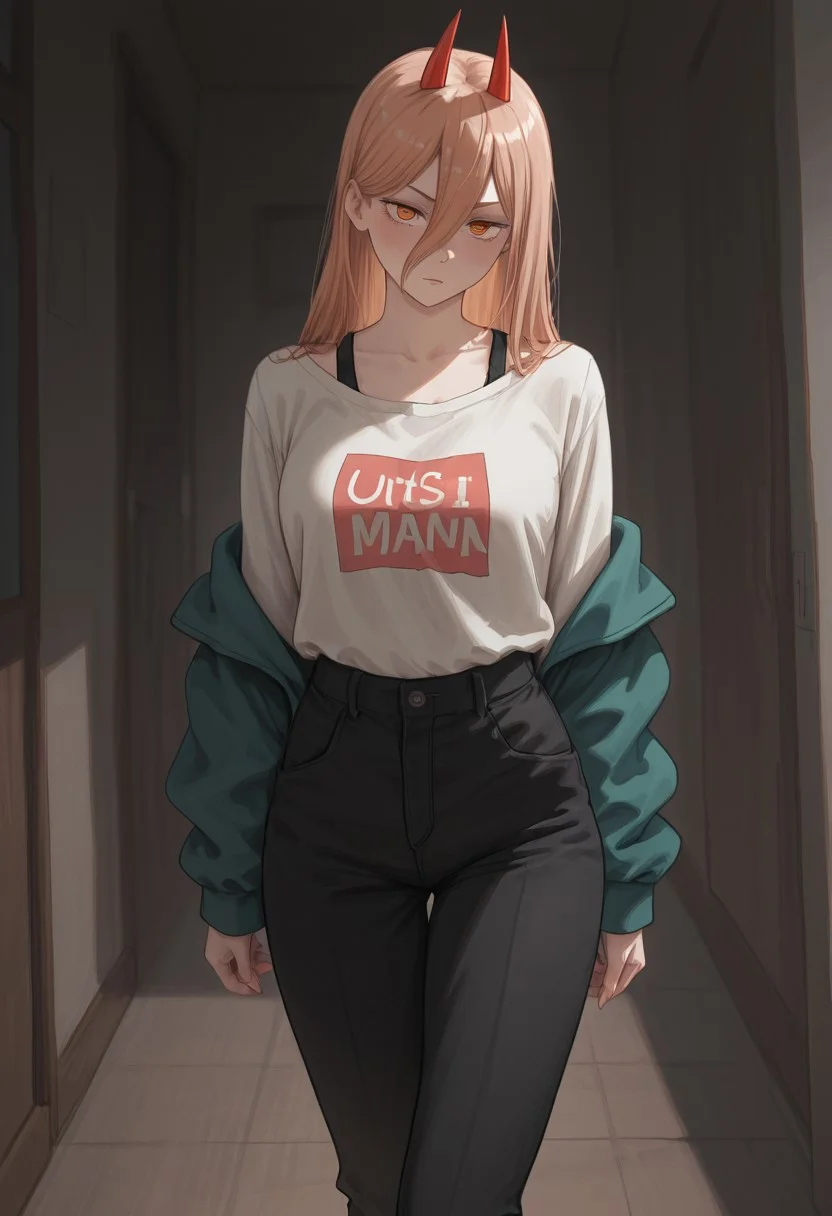 masterpiece ,best quality ,amazing quality, uttsft32, 
power chainsaw man, solo, 1girl,