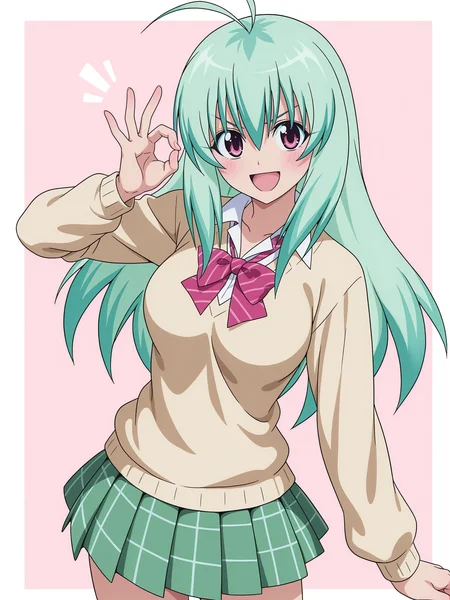 <lora:Run_Elsie:1>,run_elsie,school uniform,ok_sign,
