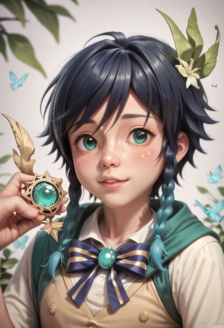 score_9, score_8, score_7, score_6, Miniature, venti_(genshin_impact),male,detailed face,cute face:photorealistic face:0.5