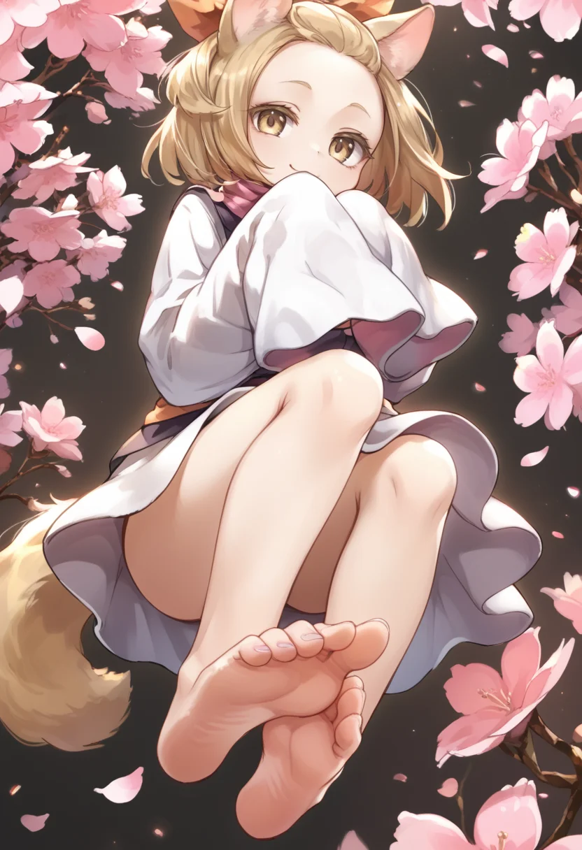 (score_9:0.9),score_8_up,score_7_up,rating_safe,anime style,(zPDXL),(zPDXL3),<lora:Ash Blossom & Joyous Spring ponyXL v1:0.71>,ash blossom & joyous spring,1girl,barefoot,solo,soles,flower,looking at viewer,cherry blossoms,toes,sleeves past wrists,petals,pink flower,full body,closed mouth,smile,white kimono,foot focus,floating,