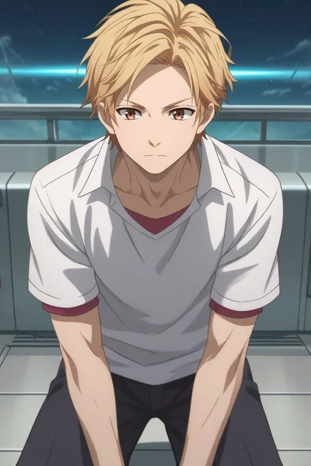 score_9, score_8_up, score_7_up, , rating_safe, , (realistic:0.6), , , 1boy, solo, male focus, <lora:haruki_serizawa_pony:0.94>, haruki_serizawa, blonde hair, brown eyes, short hair, symmetry, spaceship, day, kneeling, :o, , <lora:sdxl_lightning_8step_lora:1>