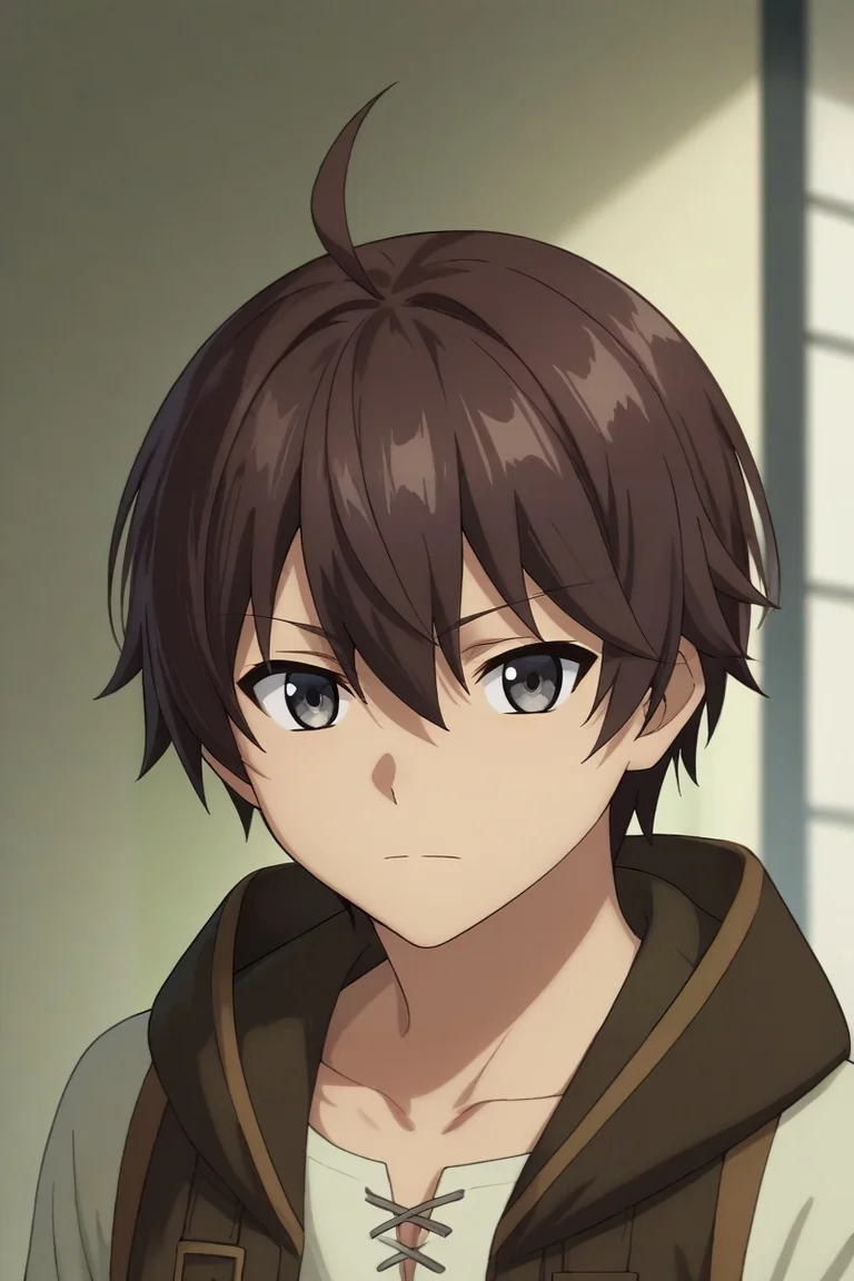 score_9, score_8_up, score_7_up, source_anime, rating_safe, , semi-realistic, looking at viewer, , 1boy, solo, male focus, <lora:noir_stalgia_pony:0.82>, noir_stalgia, brown hair, grey eyes, short hair, hair between eyes, bangs, ahoge, , , <lora:sdxl_lightning_8step_lora:1>