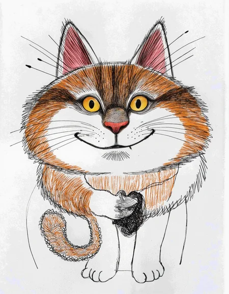<lora:chizhcats:1>, a clourful drawing of funny cat