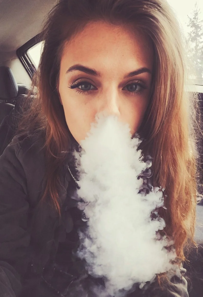 <lora:VapeXL-08:1.0> VapeXL, girl blowing smoke, selfie