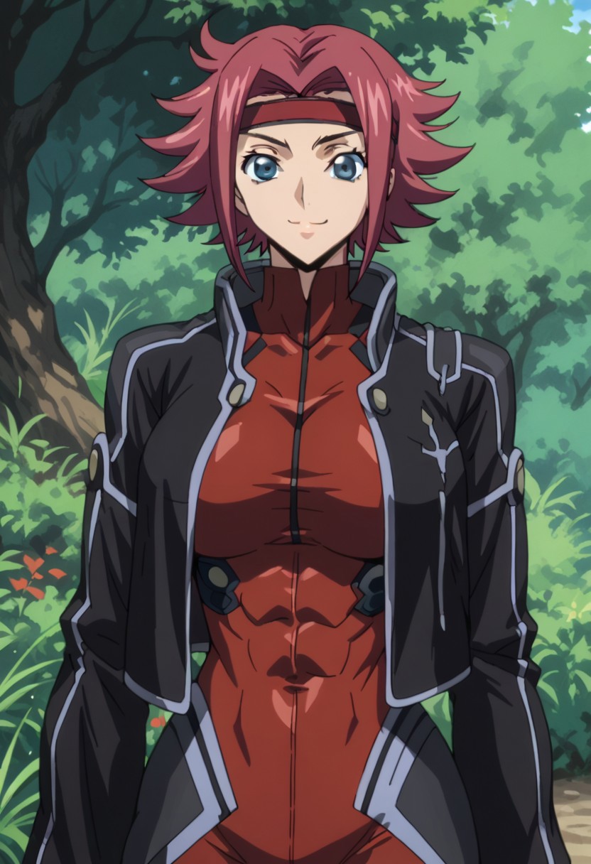 score_9, score_8_up, score_7_up, score_6_up, BREAK, 
1girl, solo, red hair, short hair, blue eyes, large breasts, Black jacket, red headband, body suit, pilot suit,
torso, beautiful face, (revealing clothes), (tight outfit: 1.3), tall girl, sexy smile, abs, very fit, muscles, toned, huge breasts, slut, whore, round breasts, breasts together,