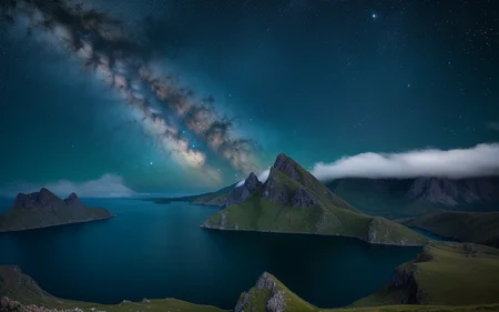 (masterpiece, high quality, highres,Highest picture quality), (Master's work),
detailed background, masterpiece, best quality, scenery, mountains,starry sky, night, night sky,star, Milky Way,(fog:0.9), silence nature,moonlight, ocean,
<lora:epiNoiseoffset_v2:1>, <lora:mochaBeautifulSky_v10:0.6>