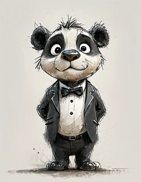 impactful color paint of cute drawing of a panda wearing a tuxedo,
highly detailed, sharp, professional, clear, high contrast, crystal clear, 4k, uhd, masterpiece