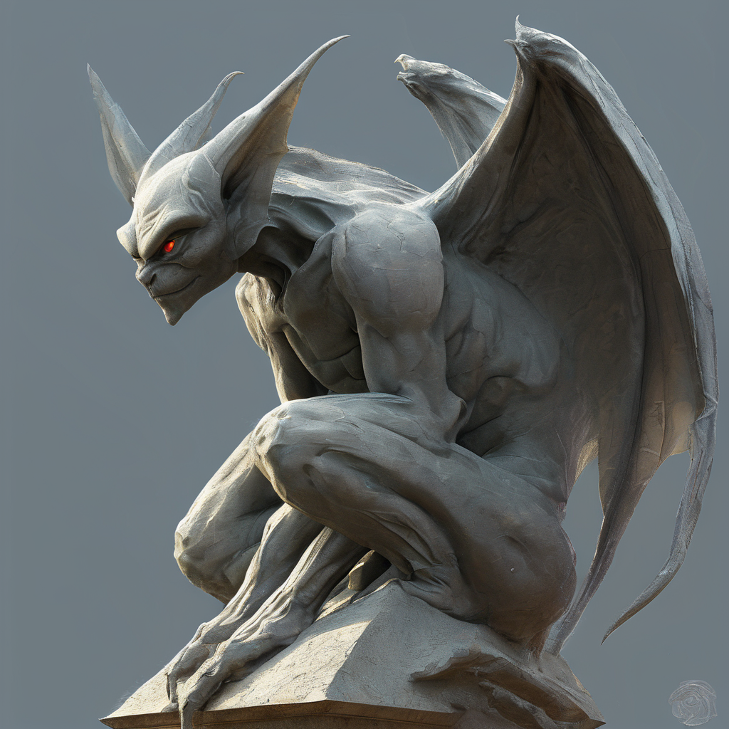<lora:artfullygargoyle_sdxl_v1:1>,Logo,Gargoyles are magical creatures that were originally created by a very powerful cleric from stone statues. The first gargoyles were terrible winged stone monsters,designed to protect holy places from evil spirits. Still,during a huge magical battle,their inner being was altered and they became fully conscious creatures that have a very high affinity for magic. After centuries of magical modifications and enhancements,gargoyles are nowadays a very much changed race that is not warlike at all but rely entirely upon magic,