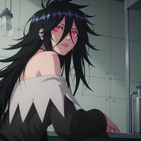 <lora:SlimesFighterXX:1>, slimes_fighterxx, score_9, score_8_up, score_7_up, woman, solo, black hair