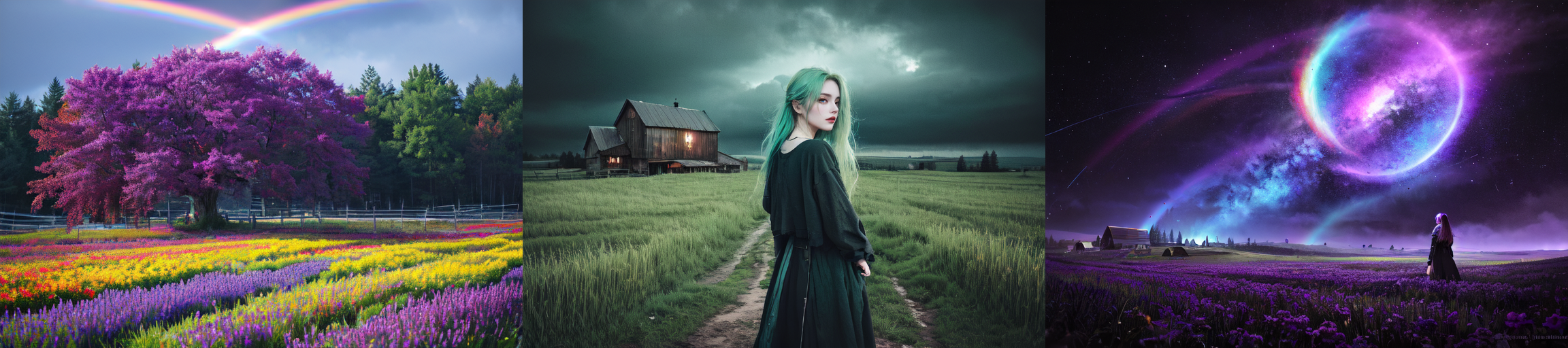 (otherworldly), highly insanely detailed, masterpiece, top quality, best quality, highres, 4k, 8k, RAW photo, (very aesthetic, beautiful and aesthetic), farm, fields, barn, fence, fantfa, <lora:FantasyFarm-10:0.5>, 
1girl, 
(__lazy-wildcards/char/haircolor__), 
(__lazy-wildcards/dataset/background-color__),âââ