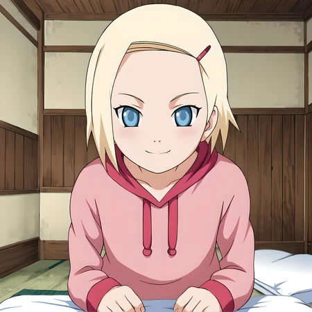 ino, hair ornament, hairclip, 1girl, solo, blonde hair, short hair, blue eyes, smile, looking at viewer, <lora:Ino_Yamanaka_Smol:0.9>
BREAK
level_9, level_8_up, level_7_up, source_anime, masterpiece,
BREAK
naruhodou_artstyle, <lora:Naruho-Dou_ArtStyle:0.7>
BREAK
inside, onesie, sleepwear