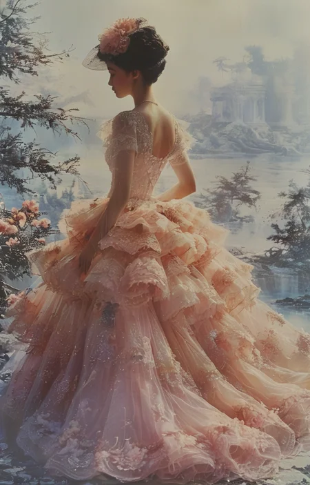 masterpiece,best quality,<lora:tbh318-sdxl:0.9>,illustration,style of Oleg Cassini decaying peonies