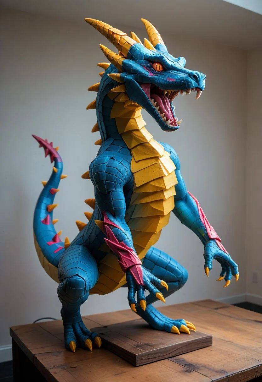 end_tripwire_morph, no humans, spikes, teeth, dragon made out of wire and electrical cables, tail, sharp teeth, claws, open mouth, solo, neon, wires, made of wires, cables, outlined with wires and neon, neon outlines, wire sculpture, neon wire sculpture, PonyXLV6_Scores