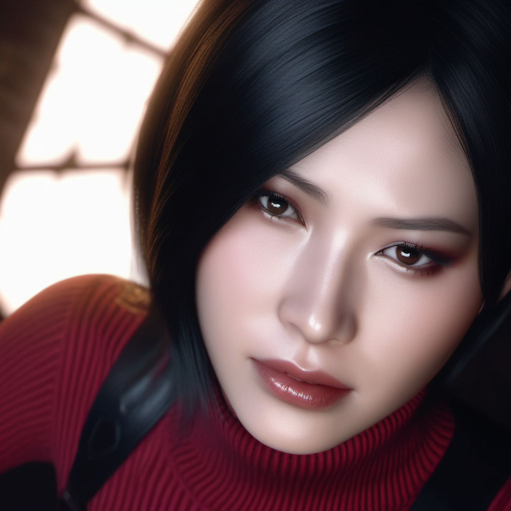 Ultra-realistic extremely detailed real life 8k masterpiece of a gorgeous asian woman re ada wong <lora:re ada wong:0.7> wearing re4 style dress in a dark alley at night, extremely detailed facial features, dark scary epic lighting, horror composition