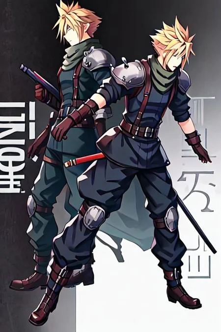 cloud strife, shinra_infantry_uniform, helment,
