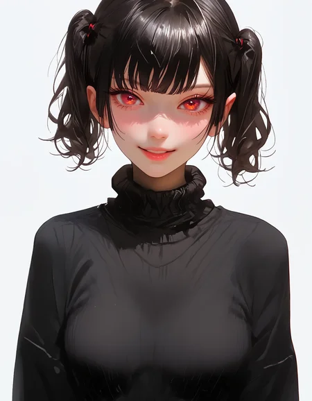 zPDXLxxx, Expressiveh, 

sasaki_kanna, red eyes, black hair, short twintails, bangs,

 ((open grey coat with white fluffy edged hood, high-neck pleated black sweater vest, denim shorts frayed edge,

Large breasts, natural sagging breasts, 

score_9, score_8_up, score_7_up,score_6_up,

highres, high quality, perfection, masterpiece, detailed, source_anime, simple white background, solo, front view portrait, face focus, intricate features, beautiful, petite body, detailed face, eyelashes, perfect eyes, detailed eyes, small breasts, clothed, standing, smiling, looking at viewer,
