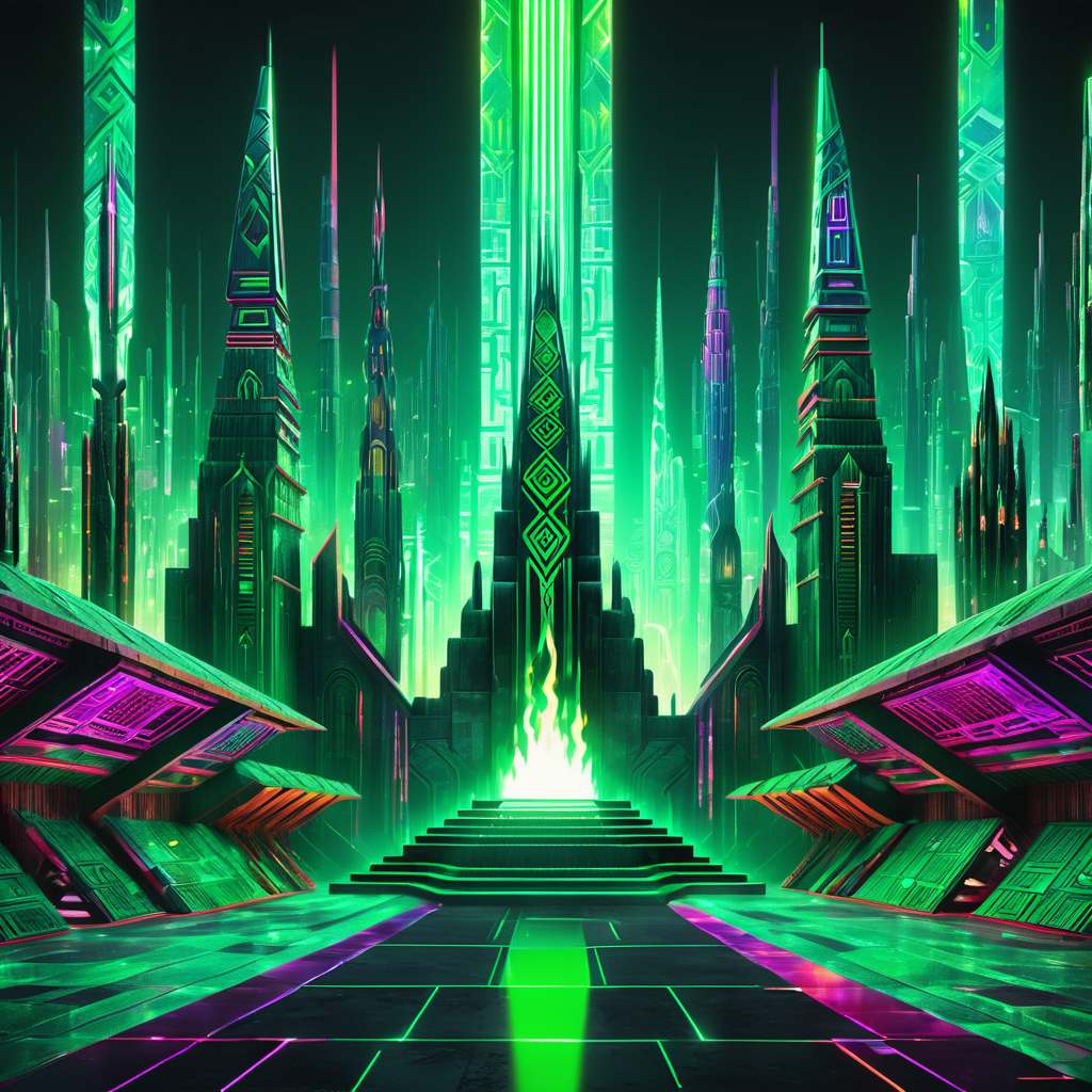 DonMCyb3rSp4c3XL City Halls, Reinforced Concrete,Ceramic Tiles, Tiki Torches with Fire, Downlighting, cyberspace,sci-fi, tech,<lora:DonMCyb3rSp4c3XL-000010:0.85>