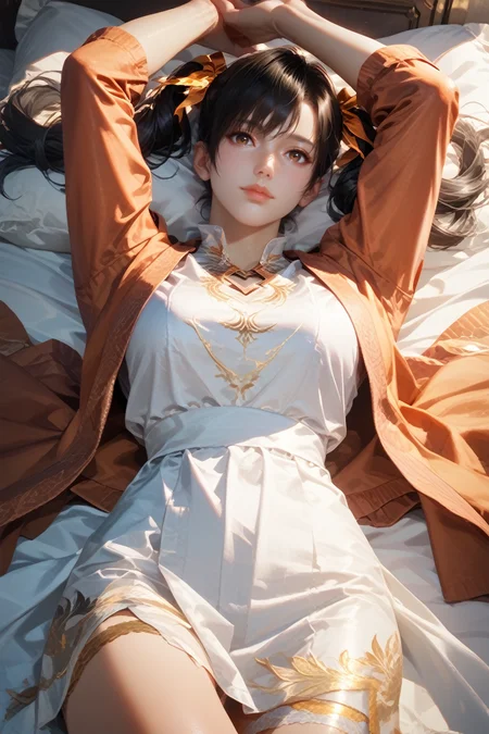 score_9, score_8_up, score_7_up,
<lora:TKXiaoyu:1.0>
TKXiaoyu, 1girl, twin tails, black hair, brown eyes, looking at viewer, laying back, on bed, arms up