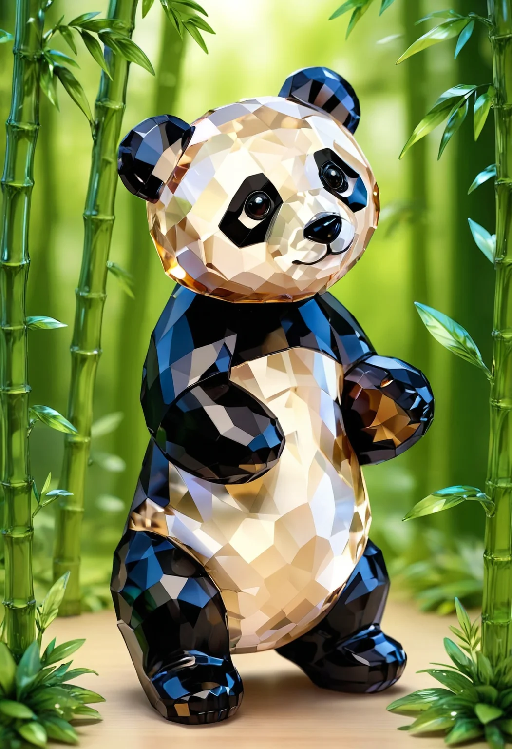 a cute chibi panda bear sitting in a bambus forest,realistic,highly detailed,realistic,lifelike,studio photo,highly detailed,colors,dynamic,cinematic,masterpiece,intricate,hdr