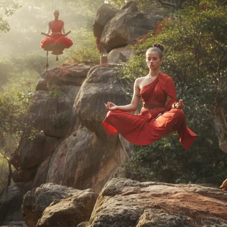 1girl, solo, slender, lotus pose, levitate, above rocky outcropping, trees, monk, red robes, half length, perfect face, updo, big breasts, jewelry, tantric priestess, late afternoon
<lora:Dramatic Lighting Slider:0.9> <lora:Breast Size Slider:1.5>
<lora:levitate-PNY-SDXL-SD15-Panache:1.1>
