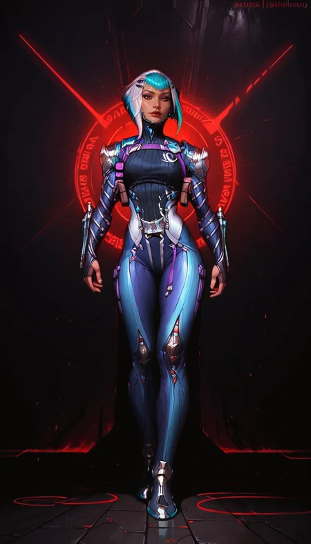 score_9, score_8_up, score_7_up, , detailed face,  best quality, perfect eyes, floating hair,  best quality,, perfect eyes,  detailed background, full body shot, from below, cowboy shot, cityscape, city background, dynamic pose, sexy pose, 
<lora:DetailedEyes_V3 helper eye:1>, looking at viewer, 
<lora:Expressive_H:0.45> Expressiveh, <lora:g0th1cPXL:0.35> g0thicPXL, glowing, neon, <lora:incase_style_v3-1_ponyxl_ilff Pony-St1le:0.6>,<lora:princess_xl_v2:0.75>,
, a0i, short hair, multicolored hair, bodysuit, multicolored hair, science fiction,  <lora:Warframe_1999_Aoi-000007:0.8>