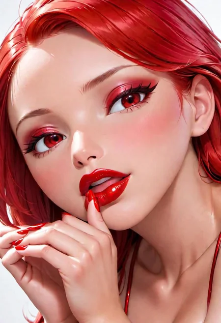 boa hancock, glossy skin, lipstick, kiss, lips, shy, red cheeks, looking at viewer, shimmering eyes, hand on chin,
Perfect Hands, Fixhand, ah1
