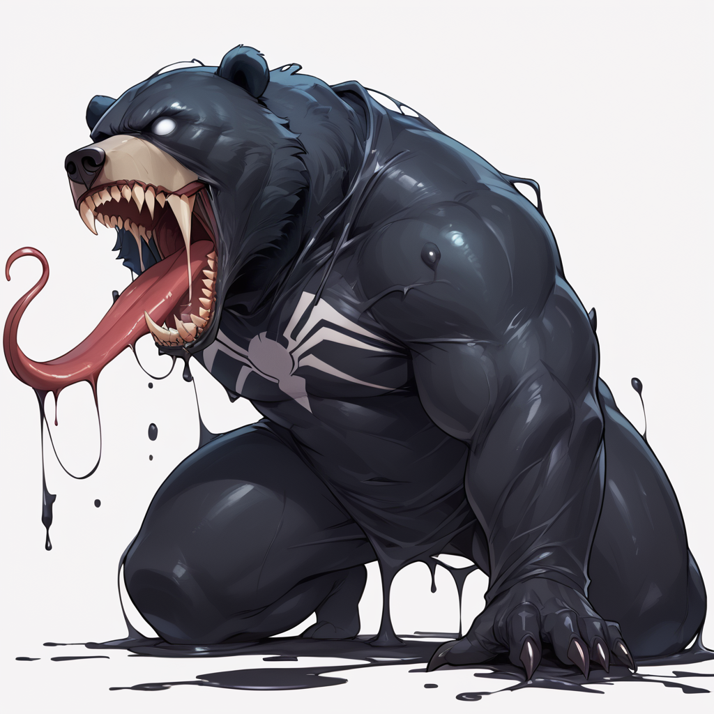 score_9, score_8_up, score_8, score_7, black goo, bear, <lora:s1m13073PNYXL_V00:0.6> s1m13073, solo, long tongue, open mouth, simple background, white background, teeth, no humans, sharp teeth, monster, no eyes,