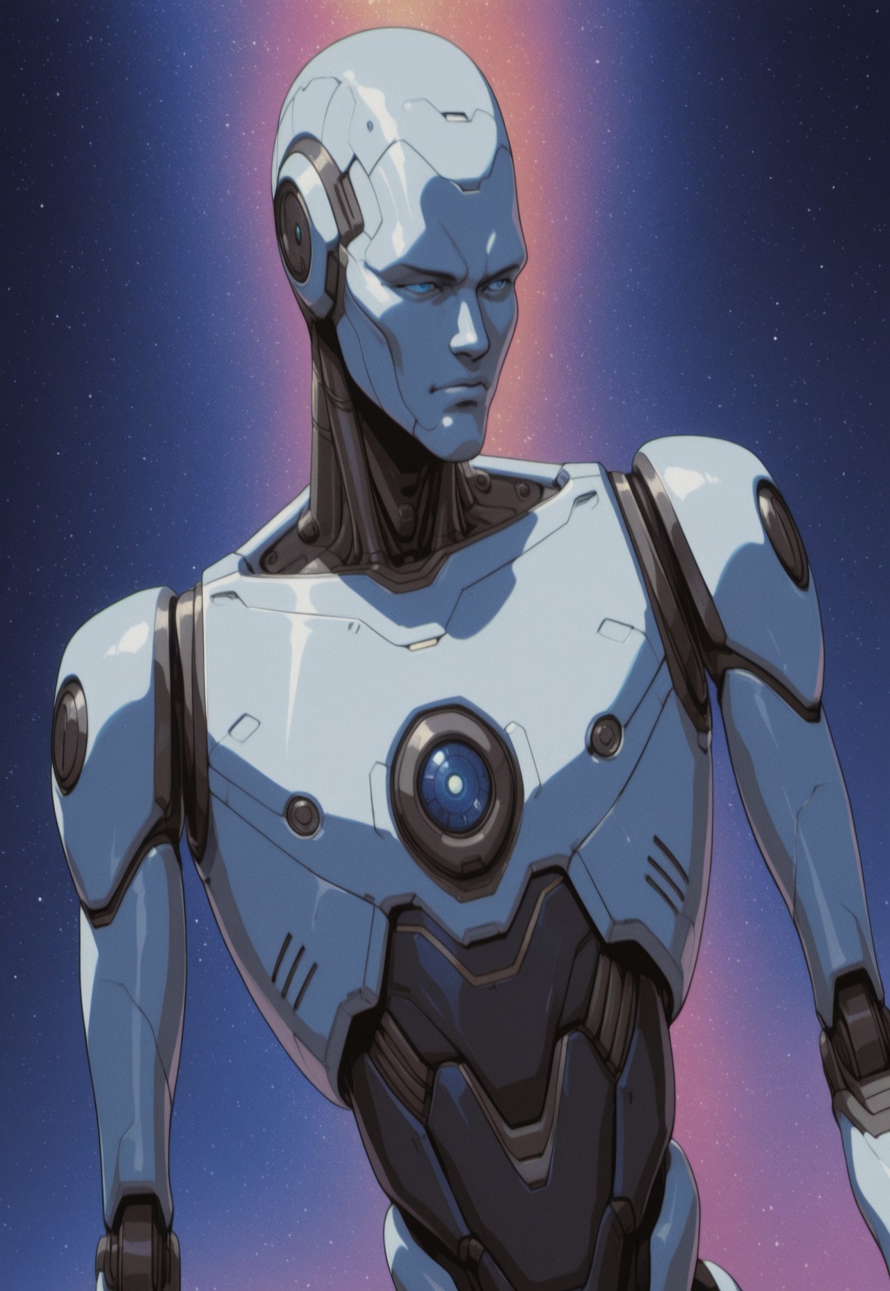 TTPhuman, 1boy, solo, robot, science fiction, metal skin, upper body,
retro_cyberpunk_fusion, retro, retro artstyle,
masterpiece, detailed, expressive, dynamic, dynamic pose, dynamic angle, colorful, cosmic,