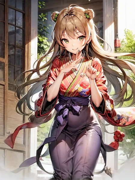 masterpiece, best quality, <lora:rfb-5:1>, hakama, smile face, solo