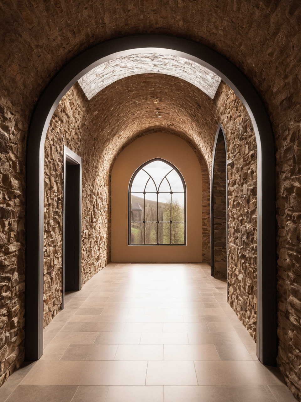 Professional photography of helfstyn interior, metal and stone corridor, cinematic light, rimlight, dof, dramatic light, <lora:Helfstyn_XL:0.8>