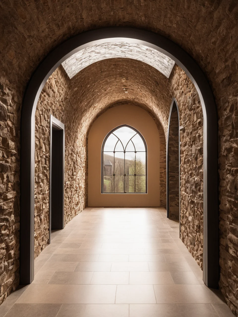 Professional photography of helfstyn interior, metal and stone corridor, cinematic light, rimlight, dof, dramatic light, <lora:Helfstyn_XL:0.8>