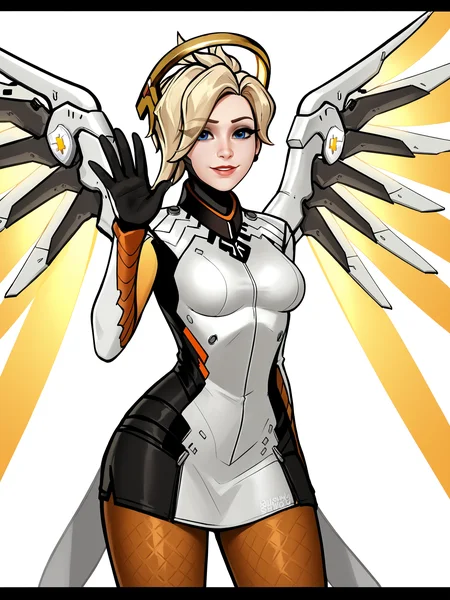 score_9, score_8_up, score_7_up, score_6_up, score_5_up, score_4_up,
BREAK
1girl, mercy \(overwatch\), blonde hair,
BREAK
solo, standing, bodysuit, medium breasts, waving, short dress,
BREAK
white background, simple background, <lora:Lunas-BlushySpicy-SDXL-A1:1>