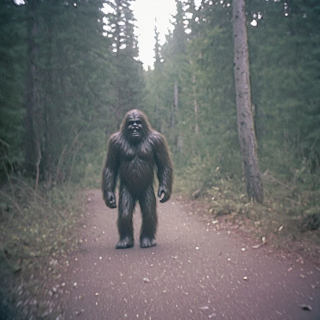 (olddigitalcamera, raw, light leak, film grain, jpeg artifacts, low res, low quality):2, sasquatch, bigfoot, walking through the woods in the distance, blurry, grainy