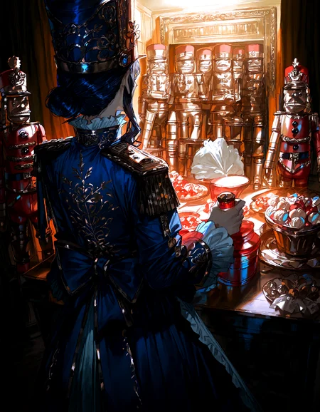 1girl ,nutcracker, detailed background,detailed face,
,quasarcake, thirty_8ght
,masterpiece, best quality, newest, absurdres, highres,
<lora:illustrious_noobai_epsilon_pred_1_best_quality_v1:0.4> ,<lora:illustrious_noobai_epsilon_pred_1_masterpieces_v1:0.4>, <lora:illustrious_noobai_epsilon_pred_11_very_aesthetic_v1:0.4>, <lora:ponyv5_noobV065S_1_adamW:0.6>, <lora:add-detail-xl:0.4>, <lora:GEN(illust) 0.2v:0.6>,<lora:cfg_scale_boost:0.4>,  <lora:Holiday_Nutcracker:0.5>