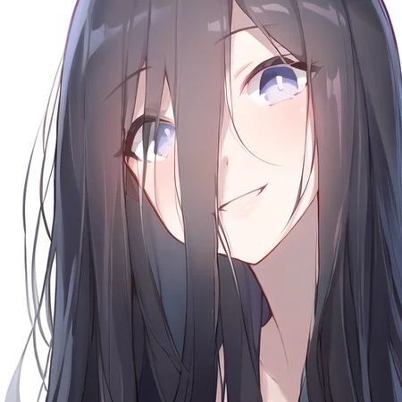 ((masterpiece)),(best quality), absurdres,sadako_yamamura,<lora:Sadakobest:0.8>,    <lora:quanAvatarStyle_v10:1>,face,facial, white background,smile, head,