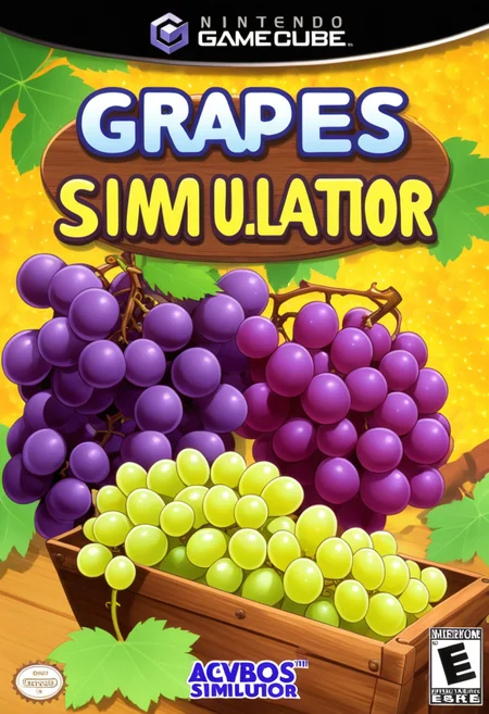 anime artwork <lora:GCNBoxArt:1> GCNBOXART, "grapes simulator", title, food_focus, no_humans, . anime style, key visual, vibrant, studio anime, highly detailed