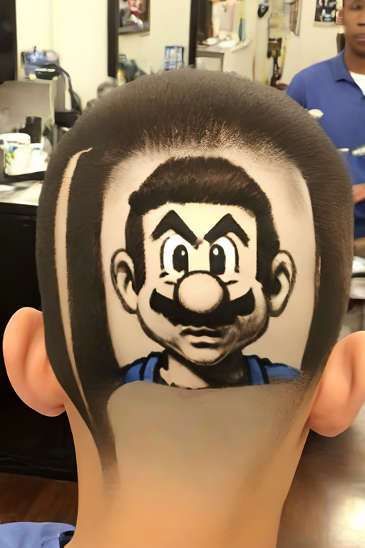 <lora:PE_BackOfHead_Haircut:1> PEHairCut, haircut, back of the head,
super mario