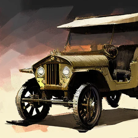a  photo of a 1920's jeep by craig mullins  (512paintstyle3-light:0.7)  512SpeedPainter