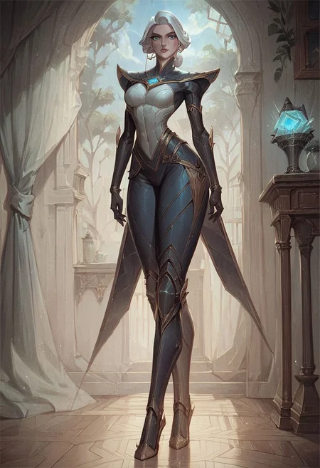 score_9, score_8_up, score_7_up, score_6_up, score_5_up, score_4_up, ,(8k uhd, masterpiece, best quality, high quality, absurdres, ultra-detailed), Camille, League of Legends, FEMALE, WOMAN, full body