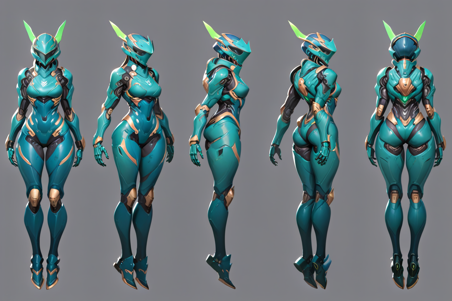 (GENERAL:0), mecha, robot, masterpiece, best quality, very aesthetic, absurdres, solo, standing,
(VIEWS:0),  full body character turnaround of mecha,
Multiple views of the same mecha,  (simple background, white background:1.2), multiple views, side view, back view, front view, 
sunglasses, goggles,
mask, helmet,
Fly \(insect\)ï¼
slayer Praetor suit\(Doom\),
plate armor, power suit, alien,
android, cybersuit, upper armor, mechanical arms, machinery, prosthesis,
(bodyshape:0), Toned and athletic body,
(clothing:0), (Distressed denim jacket, joggers, white sneakers:0.6), 
(cyan  
medieval  theme character design:1.1),
 <lora:MechTurnXLRemix_v1:.5>
 <lora:MechTurnXL_v1:.5>
<lora:ClothTurnXLRemix_v1-000004:.25>
 <lora:ClothTurnXL_v1-000004:0.25> 
<lora:CharTurnXL_v2:0.25>
 <lora:xl_more_art-full_v1:.25>,
 <lora:Alphonse Mucha Style:.1>, Alphonse Mucha Style page
 <lora:å½é£æç»SDXL:.1> 
 <lora:EnvyMechaGirlXL01:1>