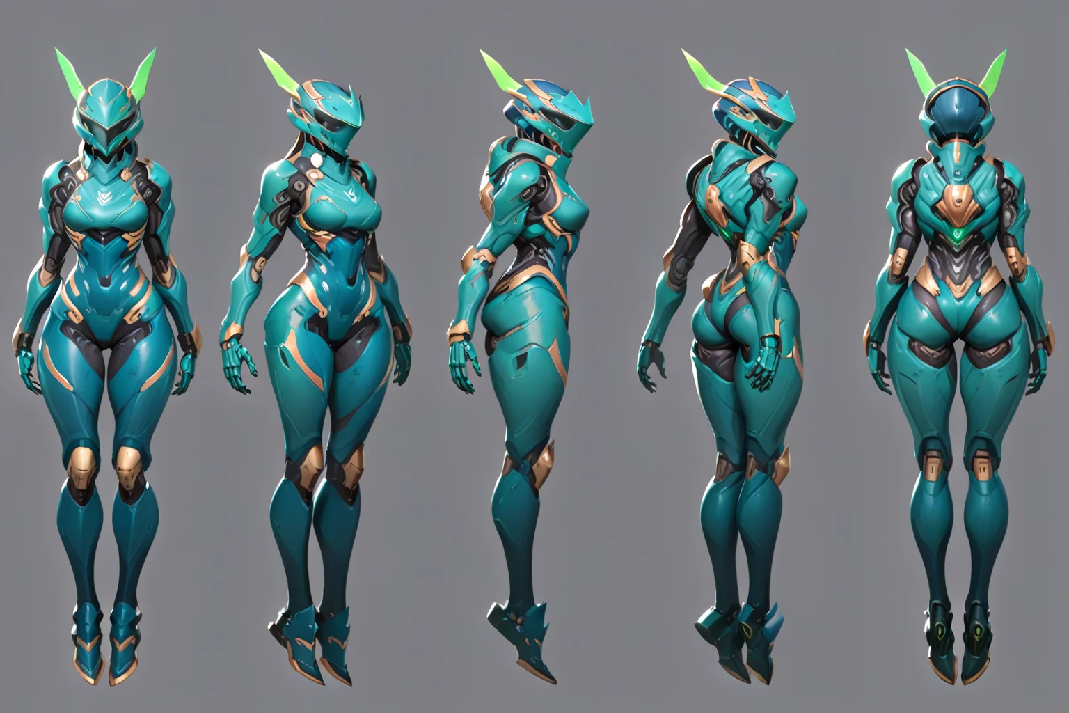 (GENERAL:0), mecha, robot, masterpiece, best quality, very aesthetic, absurdres, solo, standing,
(VIEWS:0), full body character turnaround of mecha,
Multiple views of the same mecha, (simple background, white background:1.2), multiple views, side view, back view, front view,
sunglasses, goggles,
mask, helmet,
Fly \(insect\)ï¼
slayer Praetor suit\(Doom\),
plate armor, power suit, alien,
android, cybersuit, upper armor, mechanical arms, machinery, prosthesis,
(bodyshape:0), Toned and athletic body,
(clothing:0), (Distressed denim jacket, joggers, white sneakers:0.6),
(cyan
medieval theme character design:1.1),
<lora:MechTurnXLRemix_v1:.5>
<lora:MechTurnXL_v1:.5>
<lora:ClothTurnXLRemix_v1-000004:.25>
<lora:ClothTurnXL_v1-000004:0.25>
<lora:CharTurnXL_v2:0.25>
<lora:xl_more_art-full_v1:.25>,
<lora:Alphonse Mucha Style:.1>, Alphonse Mucha Style page
<lora:å½é£æç»SDXL:.1>
<lora:EnvyMechaGirlXL01:1>