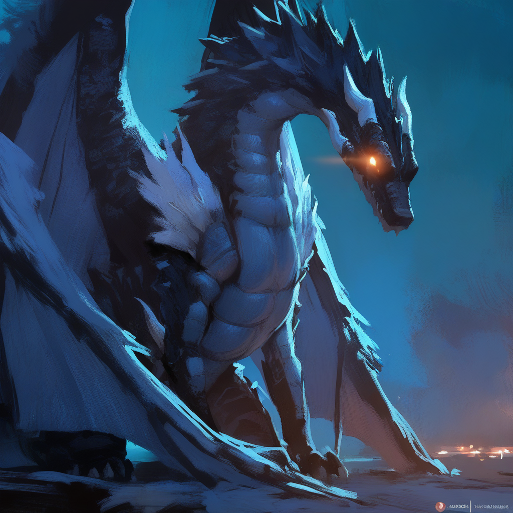 masterpiece, best quality, high quality,
painterly, 
digital media \(artwork\), digital drawing \(artwork\),
dragon, wings, glowing eyes, <lora:VeldoraDragonNoobAI:1> male, night
